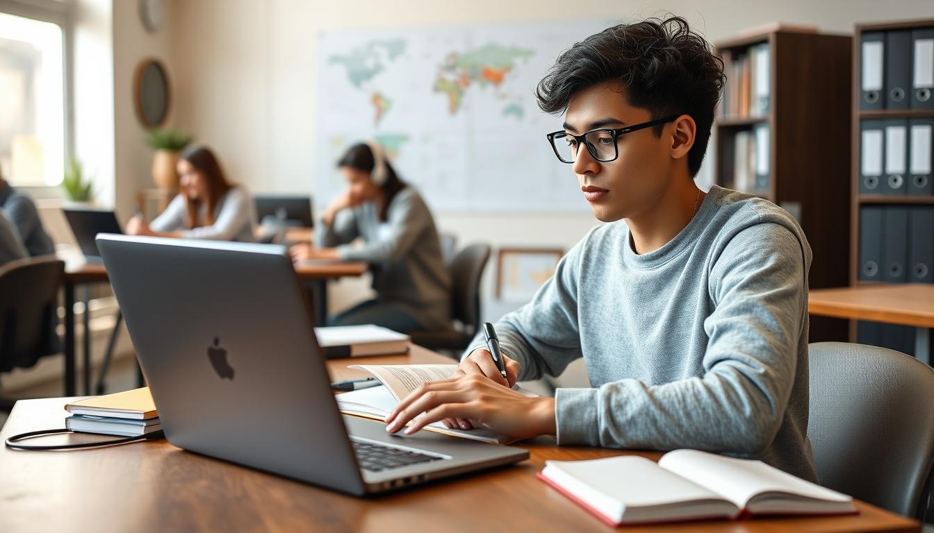Student using online courses for flexible education