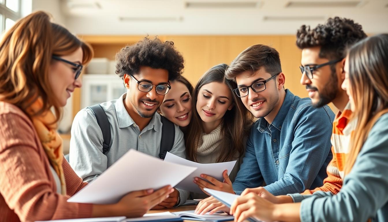 Student using a study guide to organize academic notes