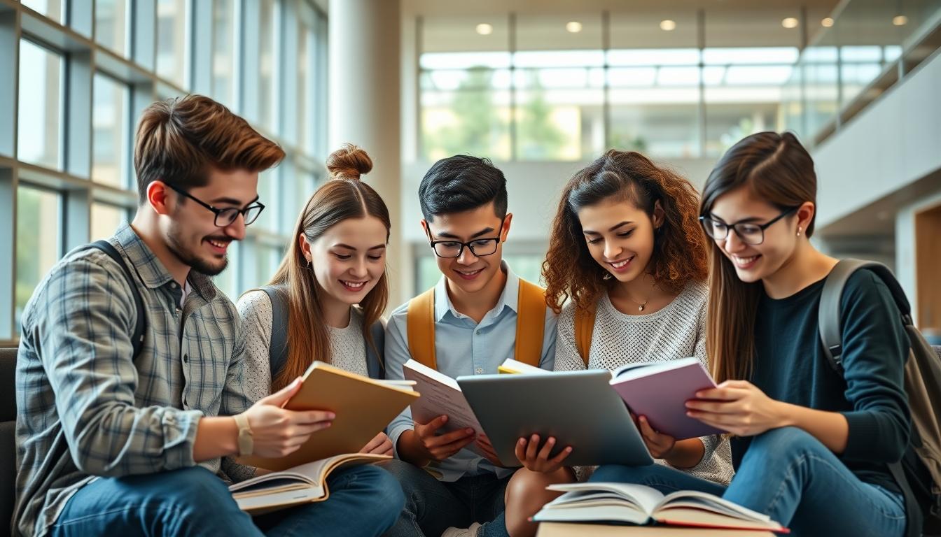 Student using learning strategies while studying