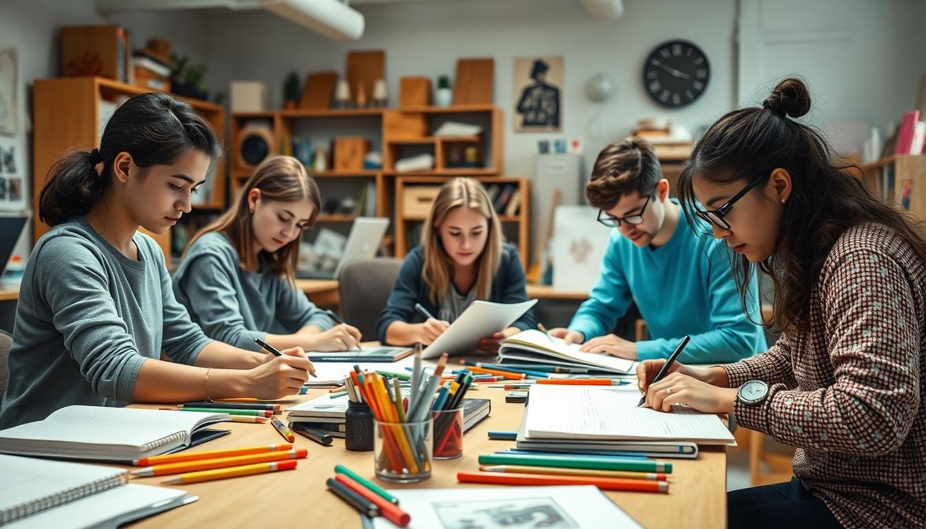 Student preparing for exams with study materials